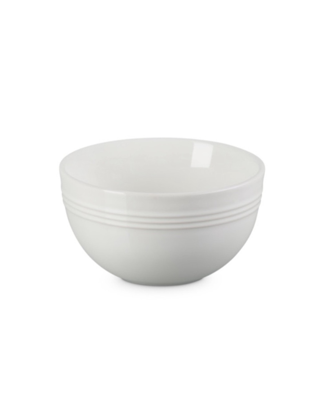 New! Le Creuset White Stoneware Rice Bowl with Ribbed Detail 270mL